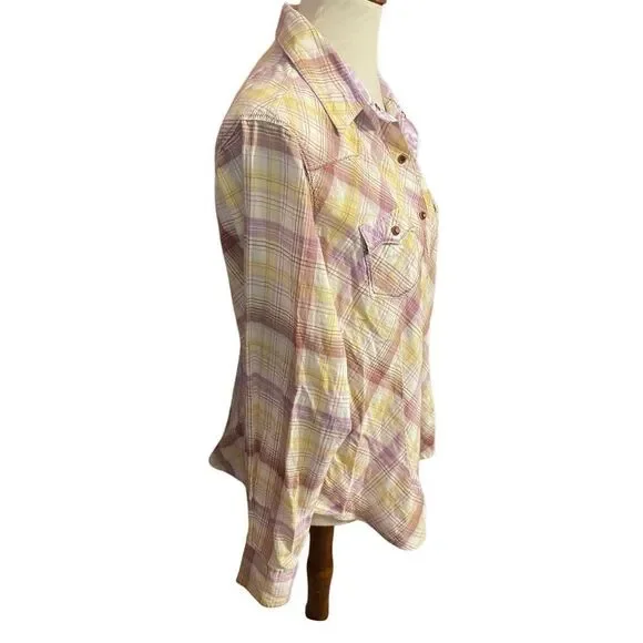 Wrangler Ultra 20X Fit Plaid Multi-Color Button Down Snap Jewel Buttons w/ Laven - Picture 7 of 16